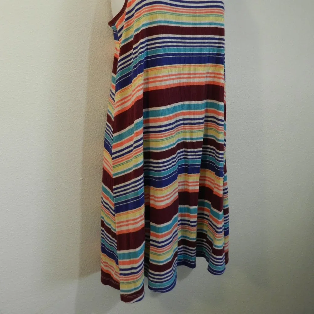 Serape stripe pattern rib knit adjustable strap racer back casual sundress - Picture 5 of 7